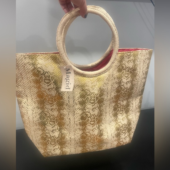 Elegant Gold Snake Print Tote  Bag (19W-14L) - Picture 2 of 6